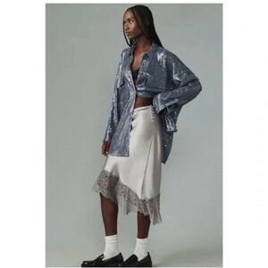 Pilcro Shimmering Sequin Top in Silver